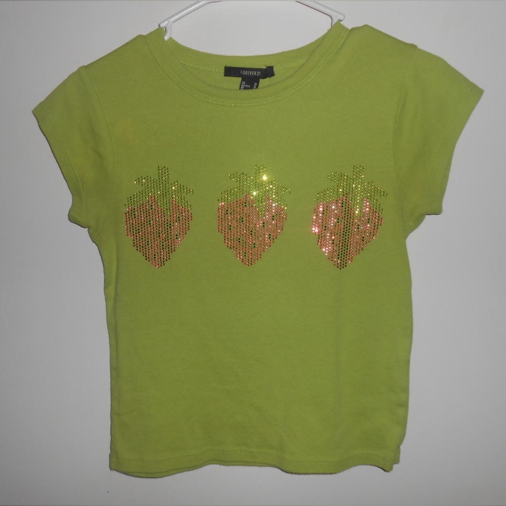 Y2K Bedazzled Strawberry Baby Tee